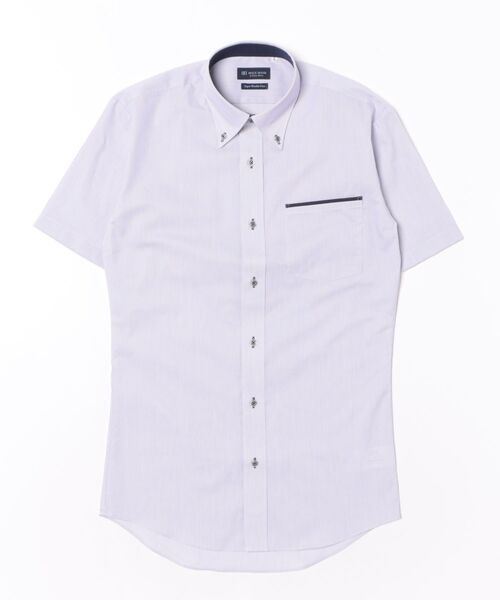 TOKYO SHIRTS(トウキョウシャツ)の「【超形態安定】【吸水速乾】 形態安定ノンアイロン ボタンダウン 半袖ビジネスワイシャツ(ビジネスシャツ・メンズ・パープル・首回り42cm/首回り43cm/首回り37cm/首回り39cm/首回り41cm)」の6枚目の写真