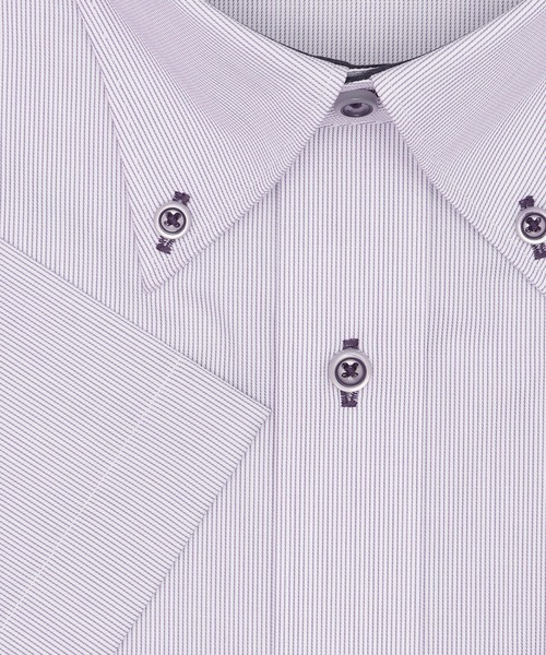 TOKYO SHIRTS(トウキョウシャツ)の「【超形態安定】【吸水速乾】 形態安定ノンアイロン ボタンダウン 半袖ビジネスワイシャツ(ビジネスシャツ・メンズ・パープル・首回り42cm/首回り43cm/首回り37cm/首回り39cm/首回り41cm)」の3枚目の写真