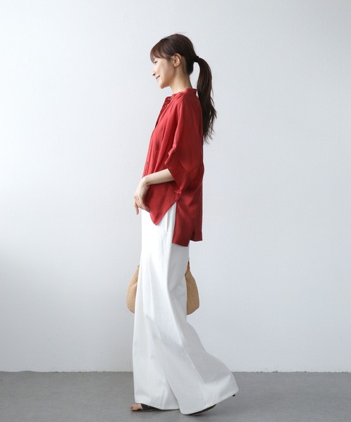 Jines(ジネス)の「クレープボイルヴィンテージブラウス(シャツ/ブラウス・レディース・ホワイト/モカ/レッド/グリーン・38)」の9枚目の写真