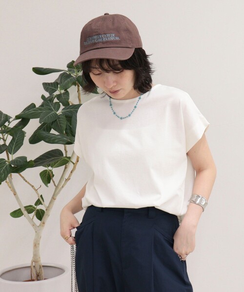 fredy emue（フレディエミュ）の「シルケットタックデザインTシャツ（Tシャツ/カットソー・レディース・オフホワイト/ブラウン/オレンジ/チャコールグレー・38）」の18枚目の写真