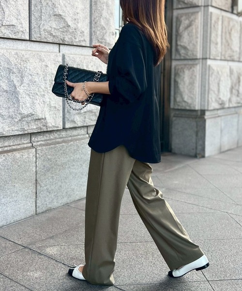 Emma Taylor(エマテイラー)の「【オンにもオフにも】ジョーゼットフロント2wayステッチワークプルオーバー(Tシャツ/カットソー・レディース・ネイビー/ブラック/ホワイト/ベージュ・FREE)」の12枚目の写真
