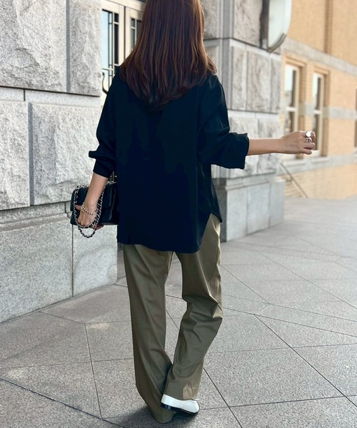 Emma Taylor(エマテイラー)の「【オンにもオフにも】ジョーゼットフロント2wayステッチワークプルオーバー(Tシャツ/カットソー・レディース・ネイビー/ブラック/ホワイト/ベージュ・FREE)」の13枚目の写真