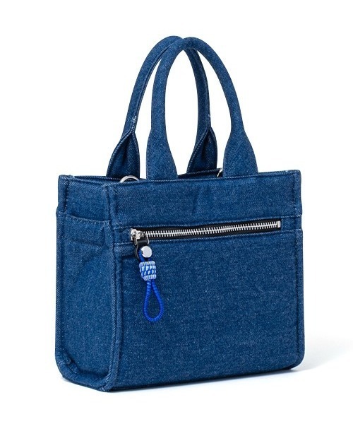 MANIUNO(マニウノ)の「MANIUNO(マニウノ) Denim デニムスクエアミニトート(S)(トートバッグ・メンズ・ネイビー/カーキ・FREE)」の4枚目の写真