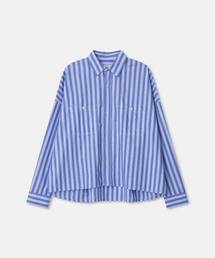 Stripe crop shirt / BLUE