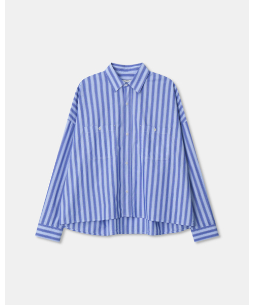 THEENDQUESTION(ジエンドクエスチョン)の「Stripe crop shirt / BLUE(シャツ/ブラウス・レディース・その他・FREE)」の2枚目の写真