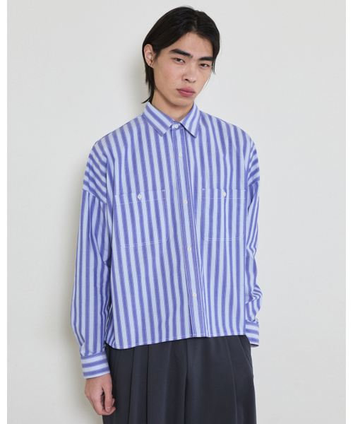 THEENDQUESTION(ジエンドクエスチョン)の「Stripe crop shirt / BLUE(シャツ/ブラウス・レディース・その他・FREE)」の3枚目の写真