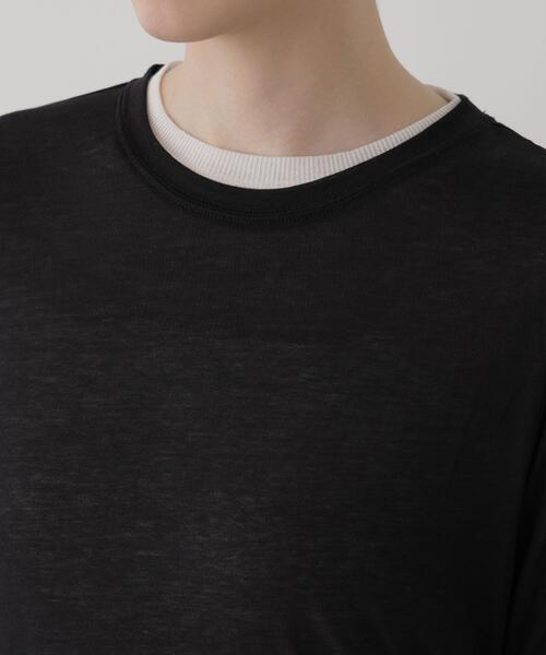 NANO universe(ナノユニバース)の「シアーテレコ&天竺ロンTeeセット(Tシャツ/カットソー・レディース・ブラック/ブラウン/レッド・FREE)」の19枚目の写真
