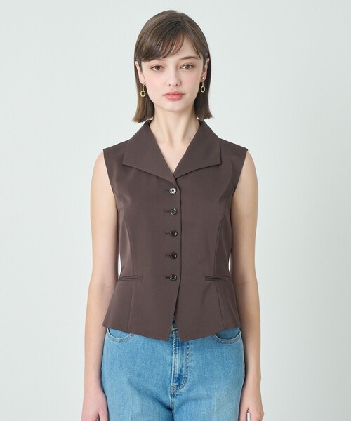 ANAYI（アナイ）の「トリアセツイル衿付きジレブラウス〈セットアップ対応商品〉（シャツ/ブラウス・レディース・ブラウン/ネイビー/ホワイト・38/36）」の4枚目の写真
