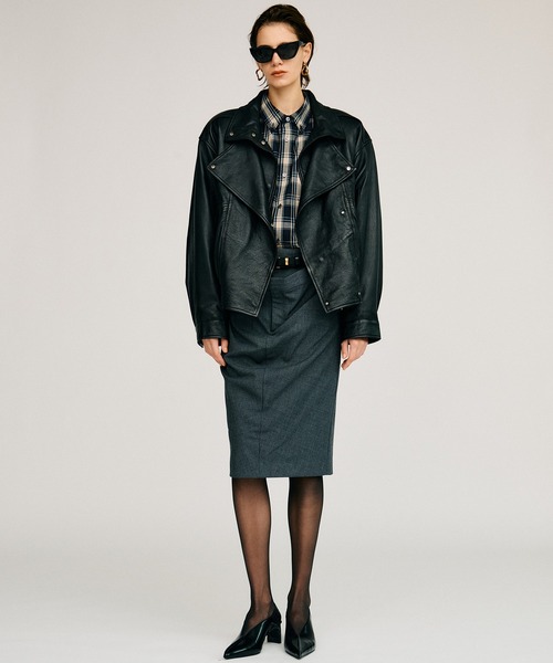 PRANK PROJECT(プランクプロジェクト)の「【2026Autumn Pre-Order】ダブルウエストドレープミディスカート / Double-Waist Drape Midi Skirt(スカート・レディース・グレー/マルチ・38/36)」の8枚目の写真