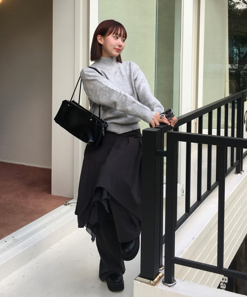 MIND BRIDGE WOMEN（マインドブリッジウーマン）の「[W][エアウル]ハーフネックニット - 2カラー（ニット/セーター・レディース・ミント/グレー・55/66）」の3枚目の写真