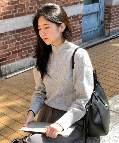 MIND BRIDGE WOMEN（マインドブリッジウーマン）の「[W][エアウル]ハーフネックニット - 2カラー（ニット/セーター・レディース・ミント/グレー・55/66）」の4枚目の写真
