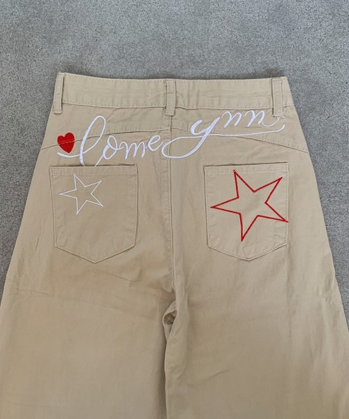 Teem Store(チームストア)の「バック刺繍ワイドパンツ カーブパンツ 星柄 スターモチーフ(デニムパンツ・レディース・その他・L/M)」の2枚目の写真