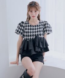 【SALON by Chico】パフスリーブ裾バルーンブラウス