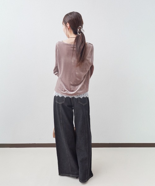 archives(アルシーヴ)の「レーストリムベロアアンサンブル(Tシャツ/カットソー・レディース・ブラウン/ピンクベージュ/ブラック・MEDIUM)」の19枚目の写真