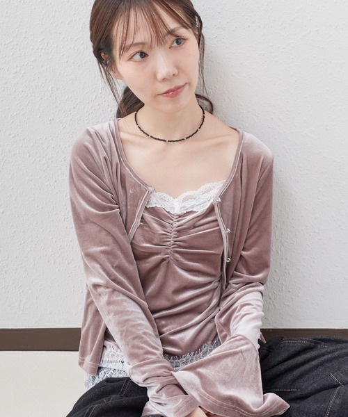 archives(アルシーヴ)の「レーストリムベロアアンサンブル(Tシャツ/カットソー・レディース・ブラウン/ピンクベージュ/ブラック・MEDIUM)」の14枚目の写真
