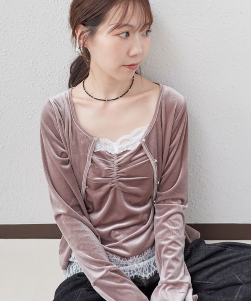 archives(アルシーヴ)の「レーストリムベロアアンサンブル(Tシャツ/カットソー・レディース・ブラウン/ピンクベージュ/ブラック・MEDIUM)」の16枚目の写真