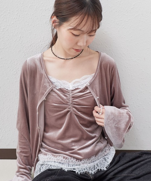 archives(アルシーヴ)の「レーストリムベロアアンサンブル(Tシャツ/カットソー・レディース・ブラウン/ピンクベージュ/ブラック・MEDIUM)」の17枚目の写真