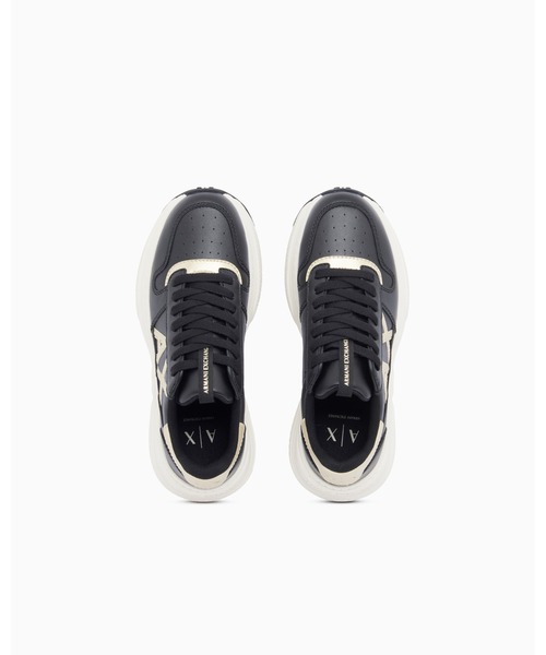 ARMANI EXCHANGE(アルマーニエクスチェンジ)の「【A|X アルマーニ エクスチェンジ】<ZOZO限定>AXロゴ ボリュームソールスニーカー(スニーカー・レディース・ブラック×ゴールド/ホワイト×ゴールド・36/35/39/38/37)」の4枚目の写真