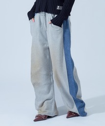 DENIM PANELED WIDE BAGGY SWEATPANTS