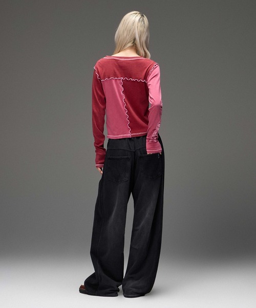 X-girl(エックスガール)の「DENIM PANELED WIDE BAGGY SWEATPANTS(スウェットパンツ・レディース・アッシュ/ブラック・S/M)」の20枚目の写真