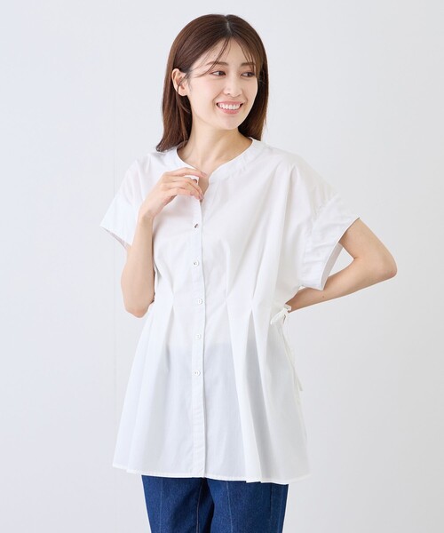 Jayro(ジャイロ)の「サイドドロストバンドカラーブラウス(シャツ/ブラウス・レディース・ホワイト系その他/ブルー系その他4/ブラック・M)」の11枚目の写真