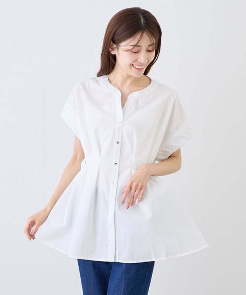 Jayro(ジャイロ)の「サイドドロストバンドカラーブラウス(シャツ/ブラウス・レディース・ホワイト系その他/ブルー系その他4/ブラック・M)」の12枚目の写真
