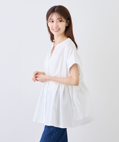 Jayro(ジャイロ)の「サイドドロストバンドカラーブラウス(シャツ/ブラウス・レディース・ホワイト系その他/ブルー系その他4/ブラック・M)」の14枚目の写真
