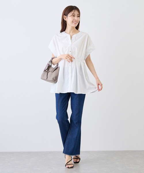 Jayro(ジャイロ)の「サイドドロストバンドカラーブラウス(シャツ/ブラウス・レディース・ホワイト系その他/ブルー系その他4/ブラック・M)」の16枚目の写真