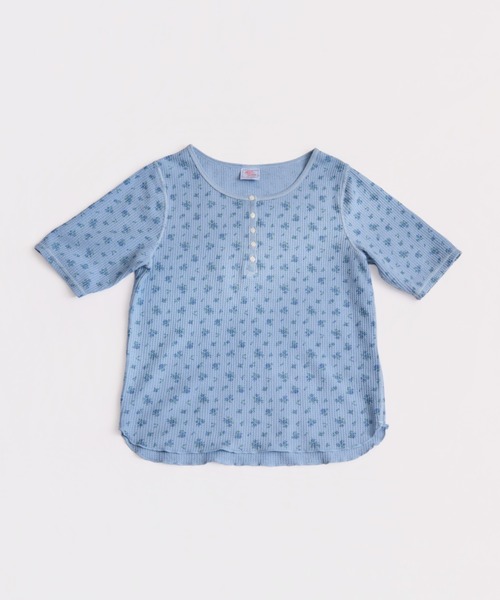 JEMORGAN(ジェーイーモーガン)の「ワッフルフラワー柄 ピグメントハーフスリーブヘンリーT(パック入)(Tシャツ/カットソー・レディース・グレー/グリーン/イエロー/ブルー・FREE)」の3枚目の写真