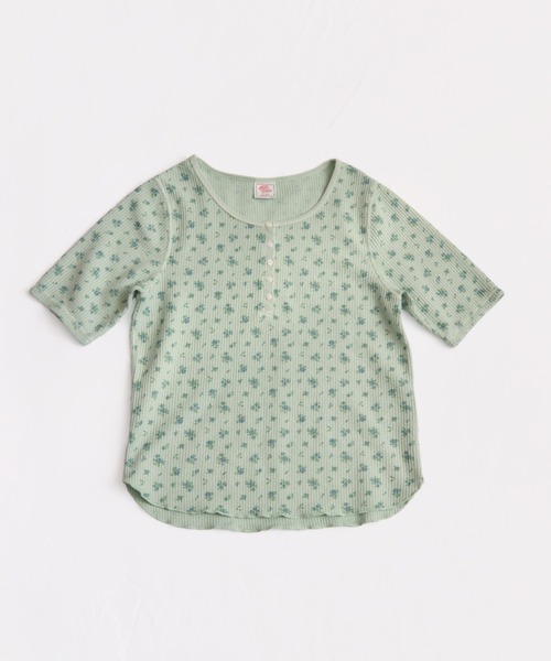 JEMORGAN(ジェーイーモーガン)の「ワッフルフラワー柄 ピグメントハーフスリーブヘンリーT(パック入)(Tシャツ/カットソー・レディース・グレー/グリーン/イエロー/ブルー・FREE)」の2枚目の写真