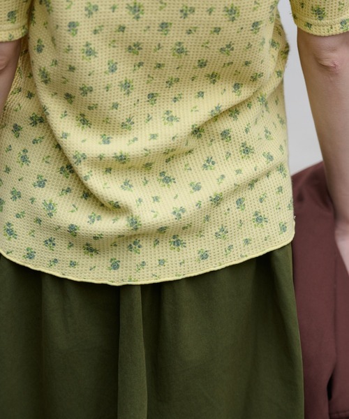 JEMORGAN(ジェーイーモーガン)の「ワッフルフラワー柄 ピグメントハーフスリーブヘンリーT(パック入)(Tシャツ/カットソー・レディース・グレー/グリーン/イエロー/ブルー・FREE)」の11枚目の写真
