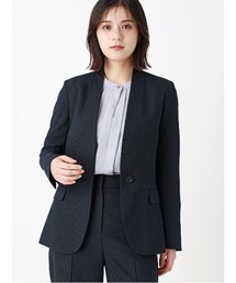 SUIT SQUARE（スーツスクエア）の「ノーカラージャケット/ウォッシャブル/ストレッチ/グレンチェック/Suit Buffet（ノーカラージャケット）」