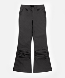 Wベルト LOOXP シャーリング bootカットパンツ (BLACK)