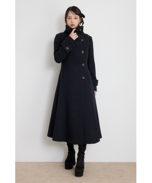 rienda(リエンダ)の「【AW先行アイテム】26オーバーネックシンデレララインコート 秋服 冬服(ステンカラーコート・レディース・ブラック/キャメル/ベージュ系その他/ブラック系その他・SMALL/MEDIUM)」の1枚目の写真
