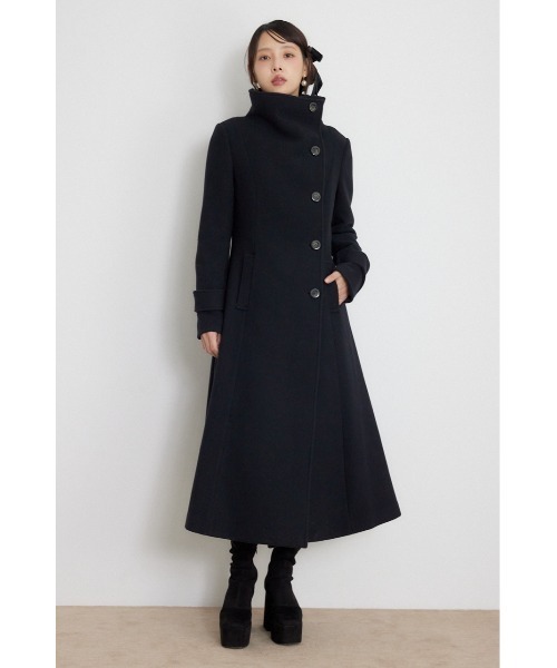 rienda(リエンダ)の「【AW先行アイテム】26オーバーネックシンデレララインコート 秋服 冬服(ステンカラーコート・レディース・ブラック/キャメル/ベージュ系その他/ブラック系その他・SMALL/MEDIUM)」の5枚目の写真