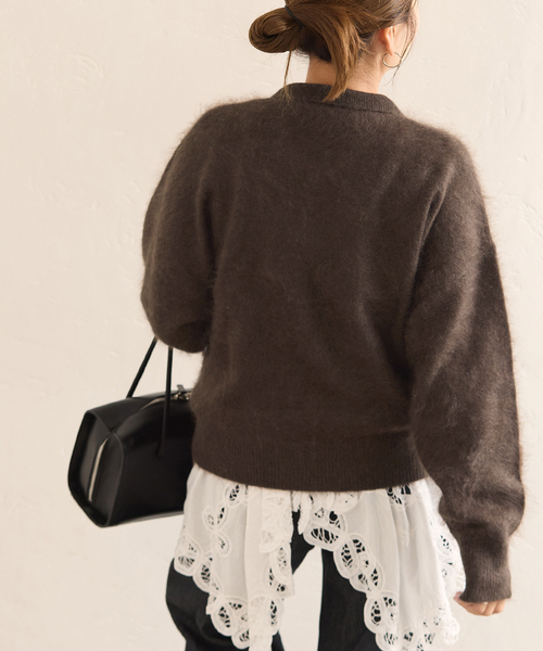 JOURNAL STANDARD(ジャーナルスタンダード)の「FLUFFY KNIT ポロシャツ(ニット/セーター・レディース・ブラウン/ホワイト/サックスブルー・FREE)」の10枚目の写真