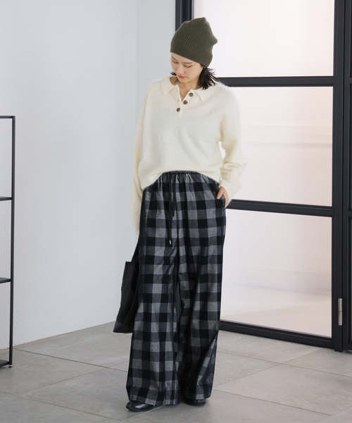 JOURNAL STANDARD(ジャーナルスタンダード)の「FLUFFY KNIT ポロシャツ(ニット/セーター・レディース・ブラウン/ホワイト/サックスブルー・FREE)」の13枚目の写真