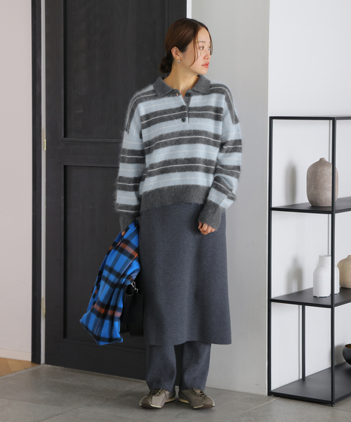 JOURNAL STANDARD(ジャーナルスタンダード)の「FLUFFY KNIT ポロシャツ(ニット/セーター・レディース・ブラウン/ホワイト/サックスブルー・FREE)」の19枚目の写真