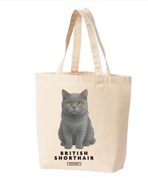 Moftique(モフティック) トートバッグ キャンバス マチ有 ブリティッシュショートヘアー 猫 プリント MLサイズ ユニセックス