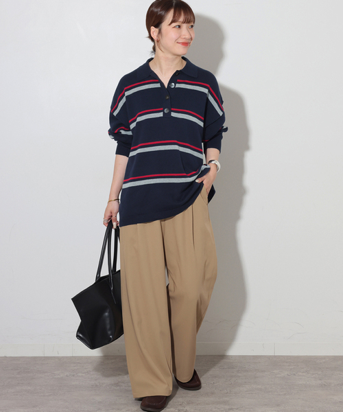 JOURNAL STANDARD relume(ジャーナルスタンダード レリューム)の「ラガーニットシャツ(ニット/セーター・レディース・ネイビー/ブラウン・FREE)」の10枚目の写真