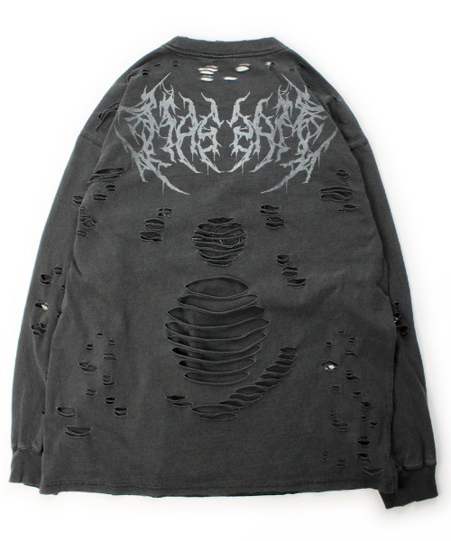 GALFY(ガルフィー)の「GALFY/ガルフィー/大ダメージロンTee(Tシャツ/カットソー・メンズ・ブルーグレー/ブラック/アッシュ・M/XL/L)」の4枚目の写真