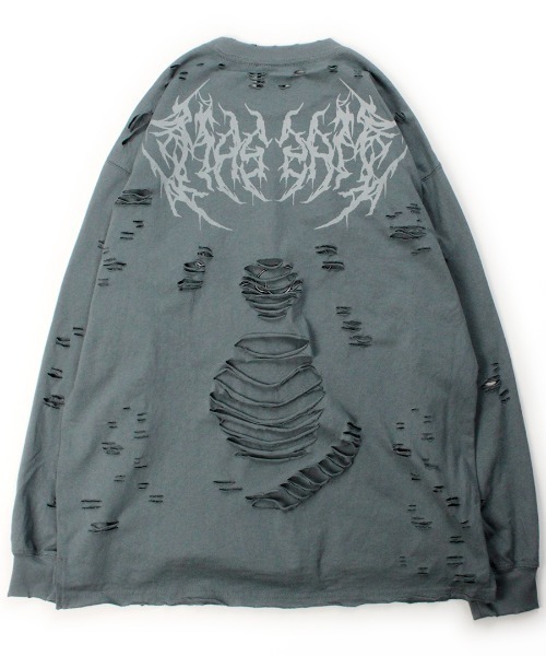 GALFY(ガルフィー)の「GALFY/ガルフィー/大ダメージロンTee(Tシャツ/カットソー・メンズ・ブルーグレー/ブラック/アッシュ・M/XL/L)」の10枚目の写真