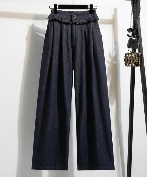 AMAJI(アマジ)の「ワイド デニムパンツ(デニムパンツ・レディース・ネイビー・LARGE/X-LARGE)」の1枚目の写真
