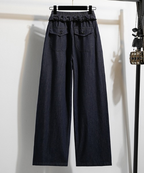 AMAJI(アマジ)の「ワイド デニムパンツ(デニムパンツ・レディース・ネイビー・LARGE/X-LARGE)」の2枚目の写真