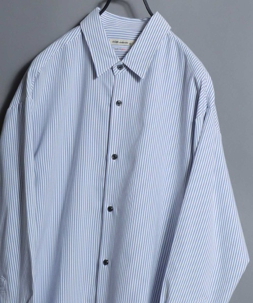 ANPAS(アンパス)の「MADE IN JAPAN Reflax(R)Long-Sleeve Stripe Shirt /日本製 リフラクス 長袖 ストライプシャツ メンズ トップス 国産<S-Lサイズ>(シャツ/ブラウス・メンズ・ベージュ/ブルー/グリーン/ブラック・M/S/L)」の4枚目の写真