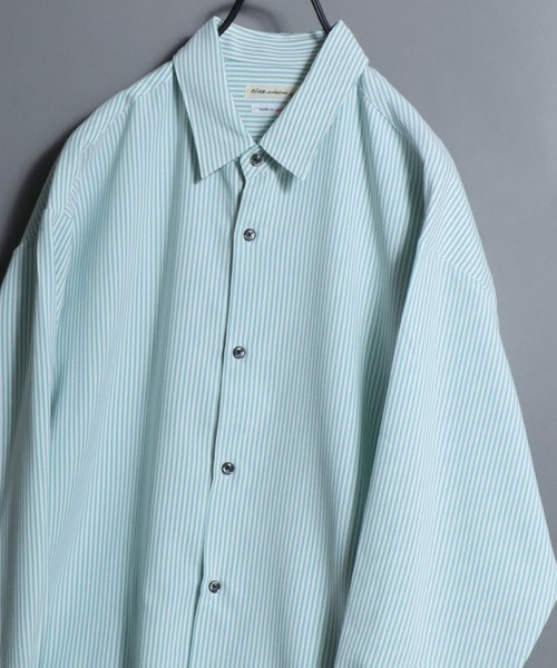ANPAS(アンパス)の「MADE IN JAPAN Reflax(R)Long-Sleeve Stripe Shirt /日本製 リフラクス 長袖 ストライプシャツ メンズ トップス 国産<S-Lサイズ>(シャツ/ブラウス・メンズ・ベージュ/ブルー/グリーン/ブラック・M/S/L)」の3枚目の写真