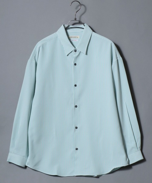 ANPAS(アンパス)の「MADE IN JAPAN Reflax(R)Long-Sleeve Stripe Shirt /日本製 リフラクス 長袖 ストライプシャツ メンズ トップス 国産<S-Lサイズ>(シャツ/ブラウス・メンズ・ベージュ/ブルー/グリーン/ブラック・M/S/L)」の11枚目の写真