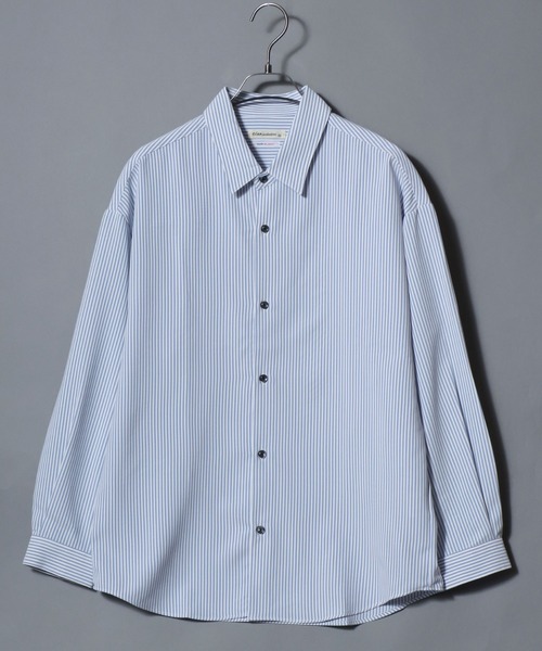ANPAS(アンパス)の「MADE IN JAPAN Reflax(R)Long-Sleeve Stripe Shirt /日本製 リフラクス 長袖 ストライプシャツ メンズ トップス 国産<S-Lサイズ>(シャツ/ブラウス・メンズ・ベージュ/ブルー/グリーン/ブラック・M/S/L)」の14枚目の写真