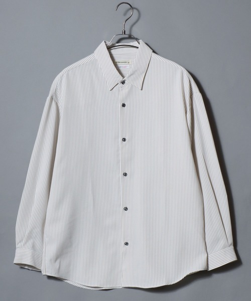 ANPAS(アンパス)の「MADE IN JAPAN Reflax(R)Long-Sleeve Stripe Shirt /日本製 リフラクス 長袖 ストライプシャツ メンズ トップス 国産<S-Lサイズ>(シャツ/ブラウス・メンズ・ベージュ/ブルー/グリーン/ブラック・M/S/L)」の8枚目の写真