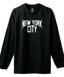 Ol' Basics(オール・ベーシックス) 長袖Tシャツ NEW YORK CITY ロゴ プリント 袖リブ ロンT ロングTシャツ トップス カットソー レディース